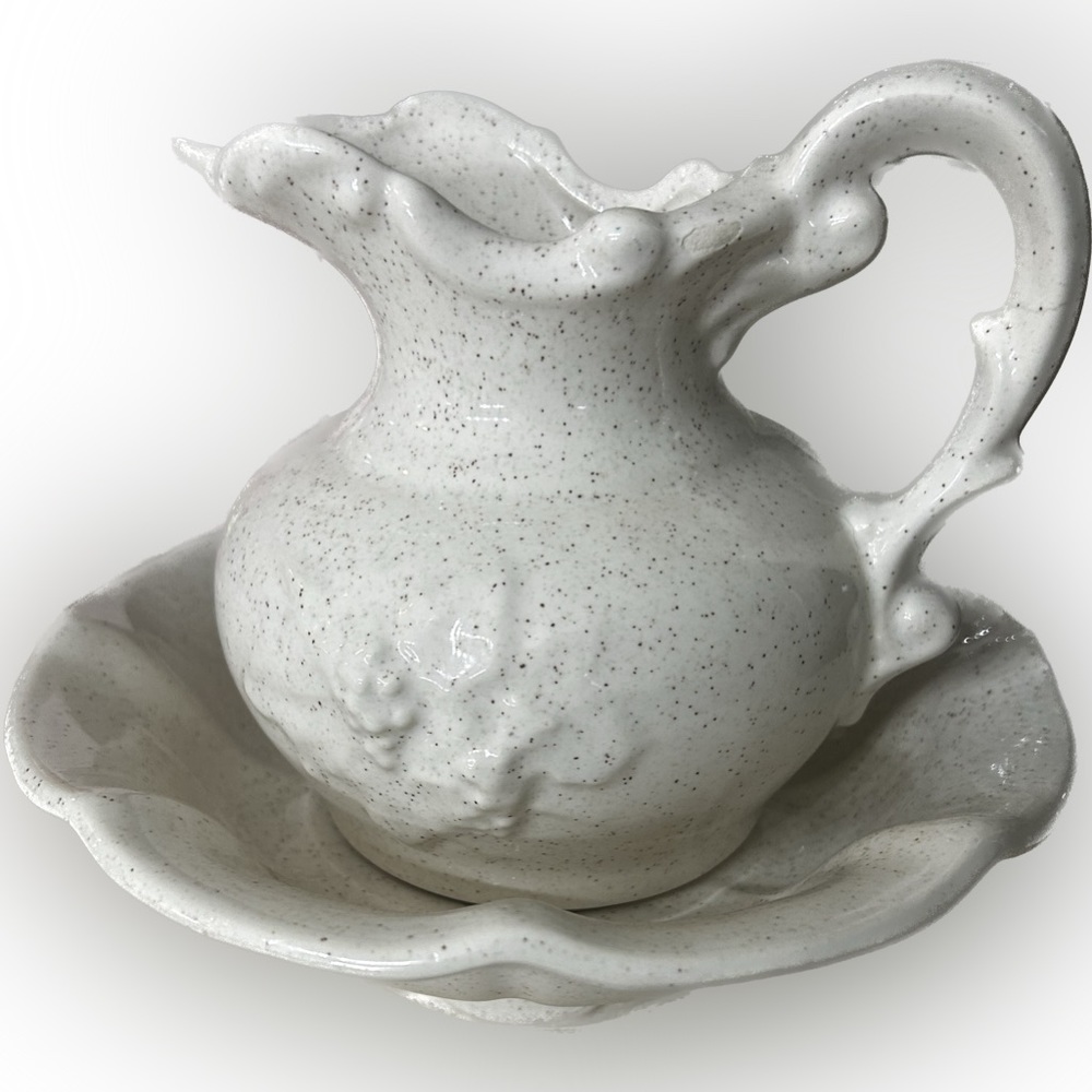 Vintage McCoy Speckled Grapes Pitcher & Basin